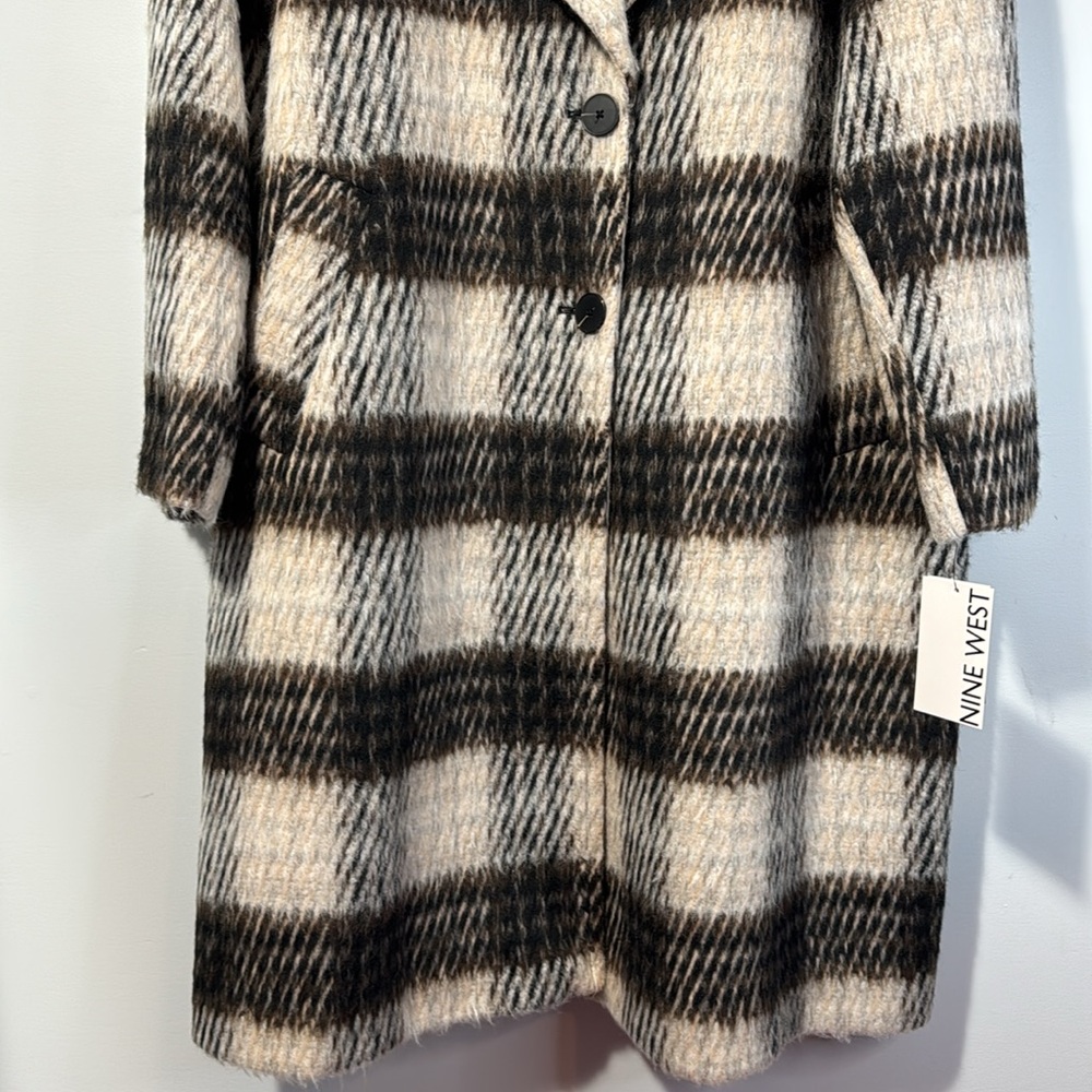 Nine‎ West Coat Brown & Cream Faux Wool Midi Heavy Fully Lined in Size XXL  NWT - Picture 4 of 15